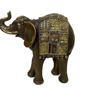 Bronze Colored Jeweled Elephant 8" Tall Elephant Decor Feng Shui Good Luck